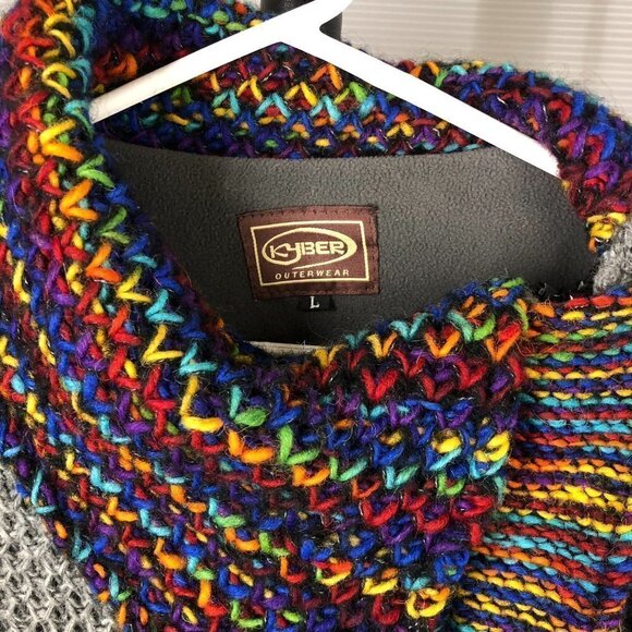 KYBER OUTERWEAR 100% Wool Handmade Textured Chunky Knit Zip Cardigan Jacket Sz L - Picture 12 of 15